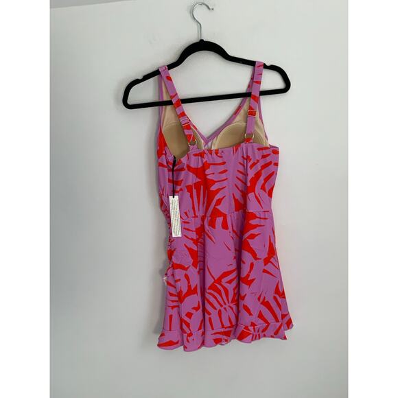 AmberNoon II by‎ Dr. Erum Ilyas UPF 50 Palm Leaf Printed Wrap Swim Dress - Picture 6 of 6